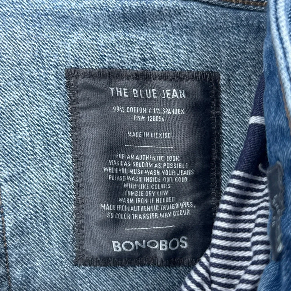 Bonobos Mens Jeans 33x30 Blue The Blue Jean Straight Leg Minimalist Streetwear
